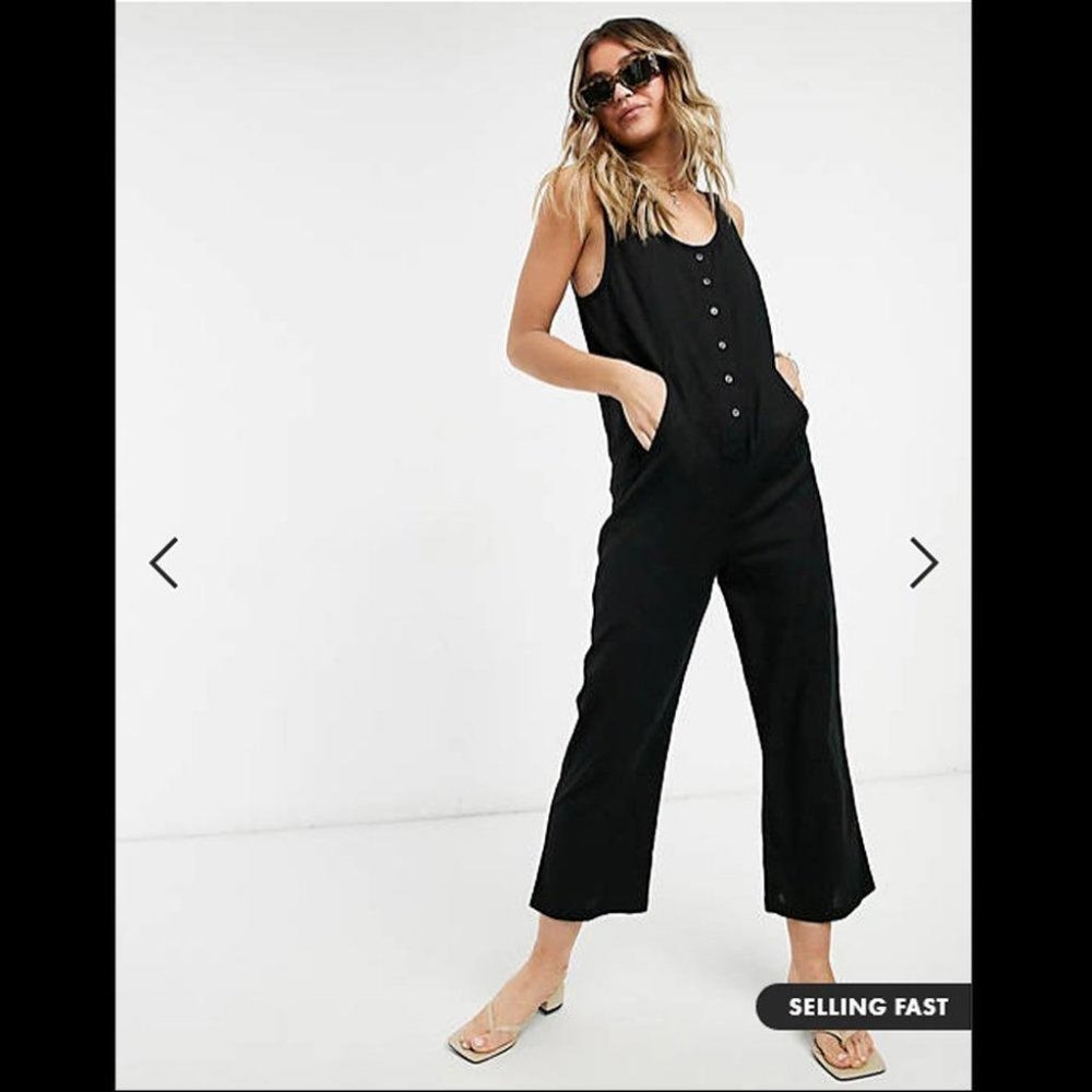 Asos Design Button Front Linen Minimal Jumpsuit O… - image 1